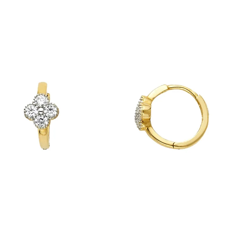 14K 2T FLOWER CZ HUGGIES