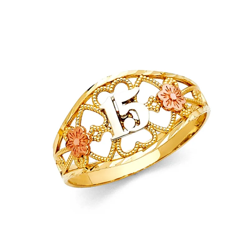 14K 3C 15 YRS RINGS (RG655)