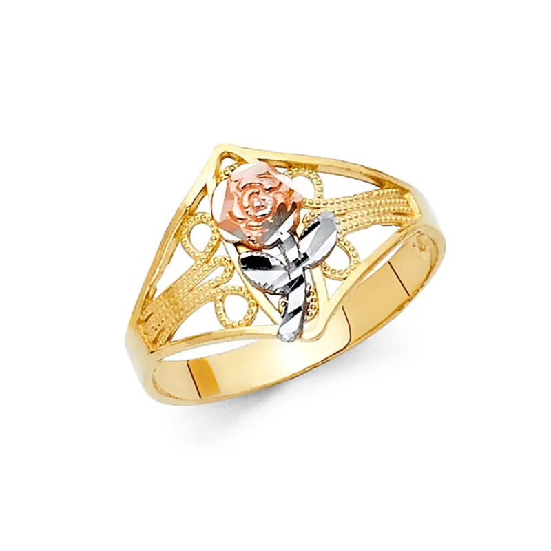 14K 3C FLOWER RINGS (RG605)