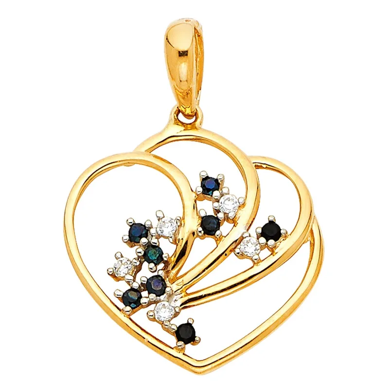 14K 2T HEART CZ PENDANT