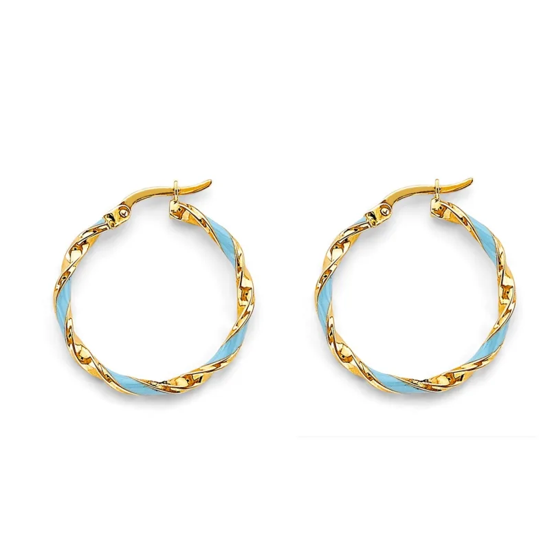14KY Enamel Twisted Hoop Earring