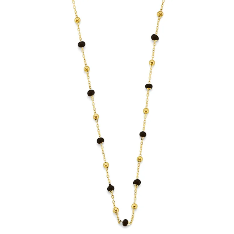 14KY Black Enamel Bead Necklace