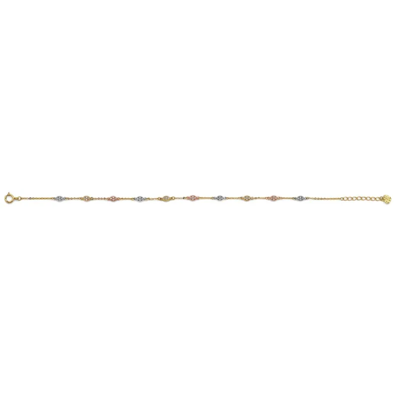 14K 3C CZ Light Anklet (9+1)