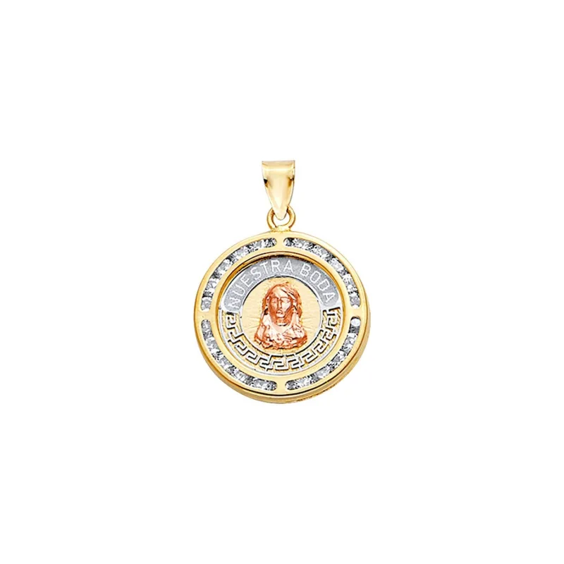 14K 3C CZ Round Nuestra Boda Pt w/Jesus