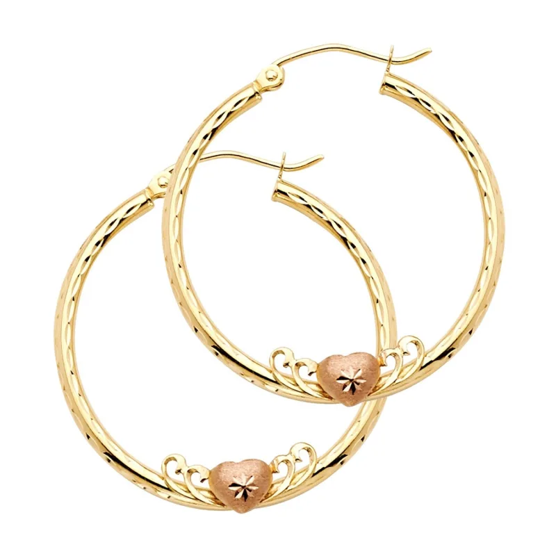 14K 2C 2MM RD HOOP WITH HRT (30MM)