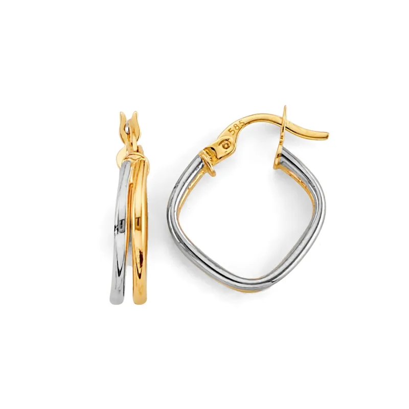 14K 2T 2Line Hoop Earring