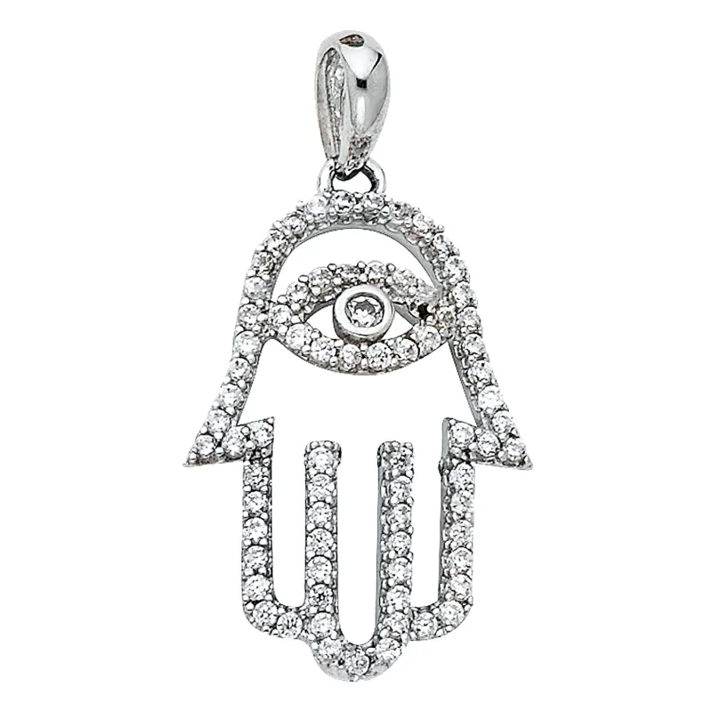 14KW HAMSA HAND CZ PENDANT