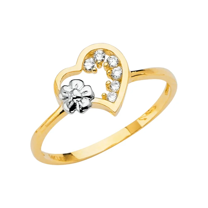 14K 2T HEART CZ RING (RG683)