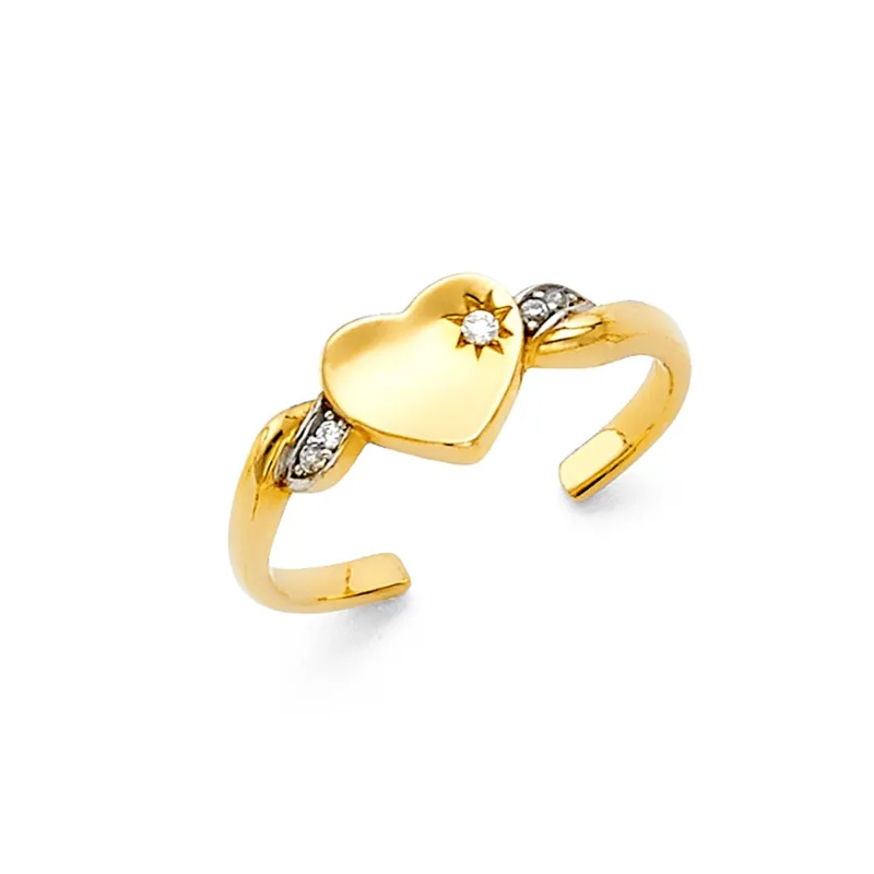 14K 2T HEART CZ TOE RING