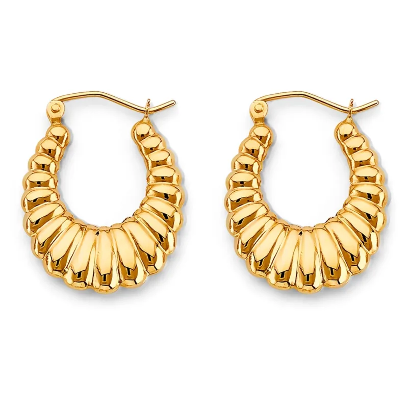 14KY Shiny Hollow Hoop Earring