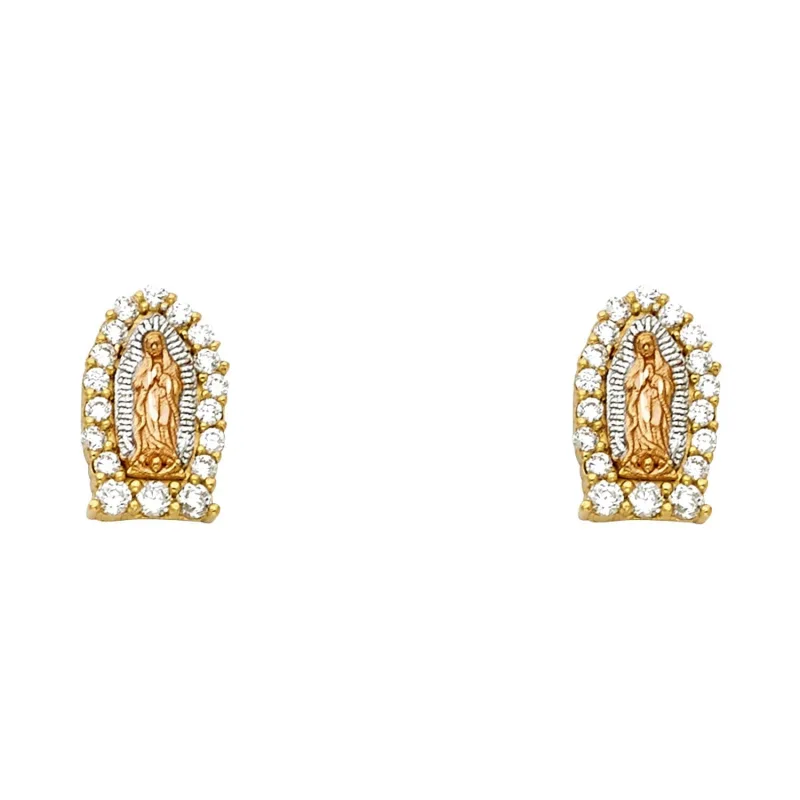14K 3C G-LUPE CZ POST EARRING