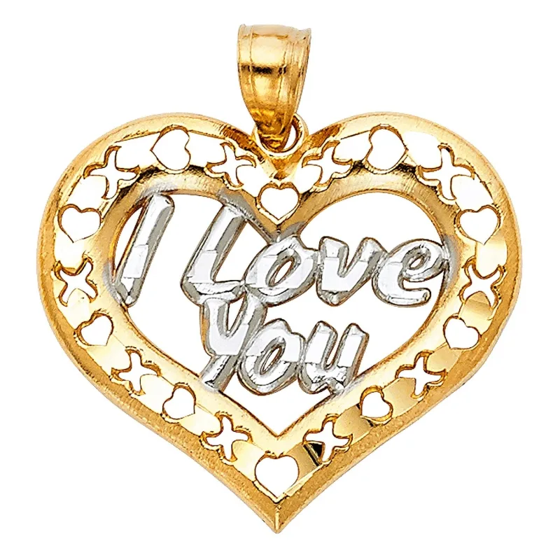14K 2T I LOVE YOU HEART PENDANT