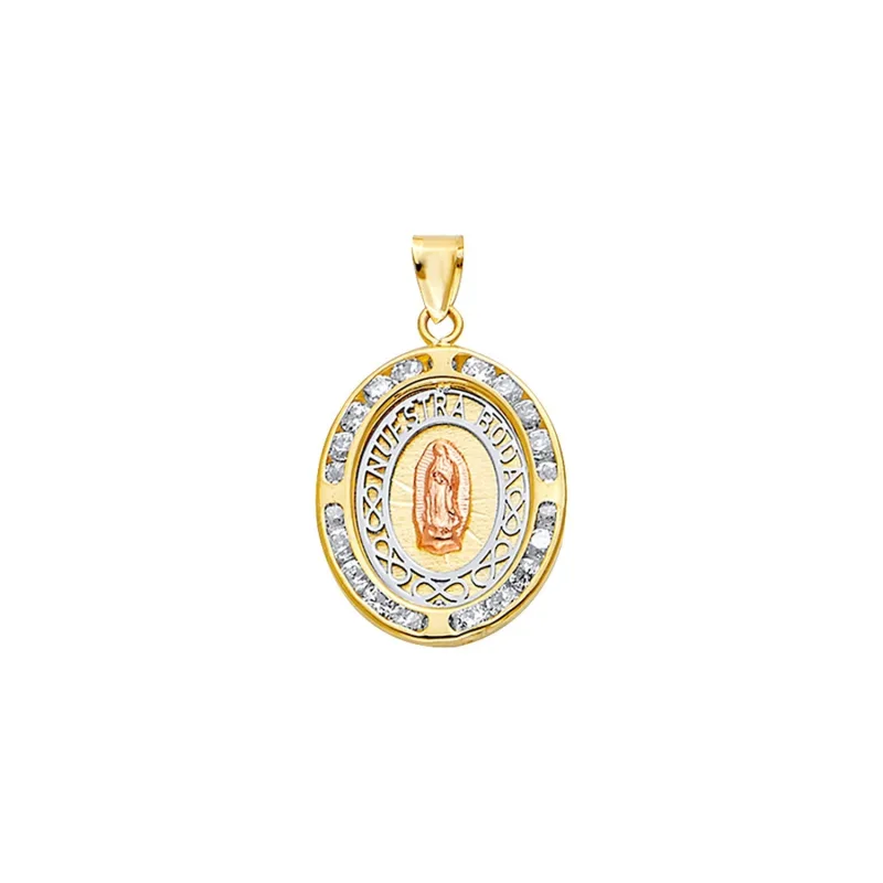 14K 3C CZ Oval Nuestra Boda Pt w/Guadalue