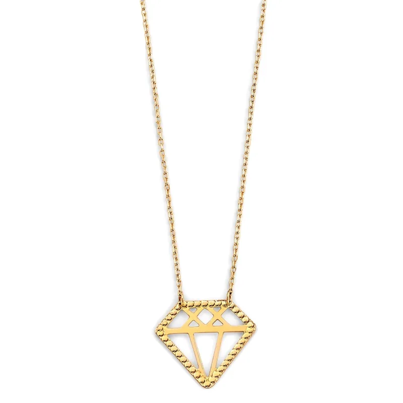 14KY Diamond Shape Pendant Necklace