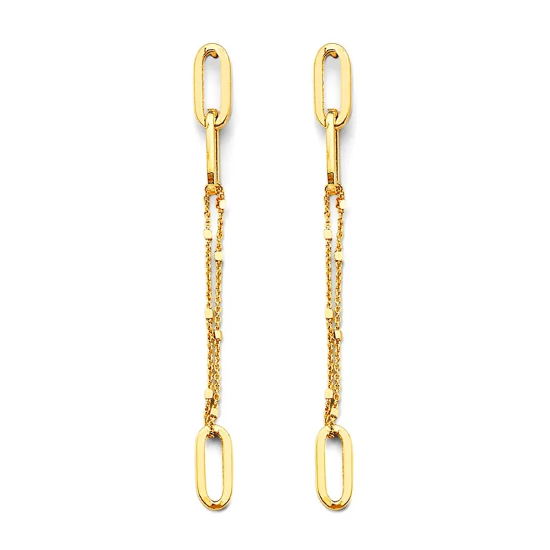 14KY Paperclip Chain Earring (w/ pushback)