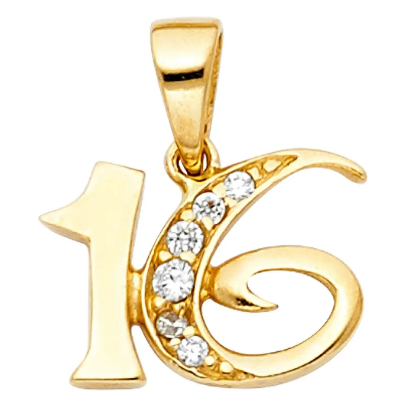 14KY CZ 16 YEARS PENDANT