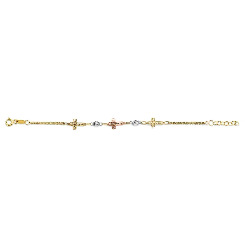 14K 3C Cross Baby Bracelet