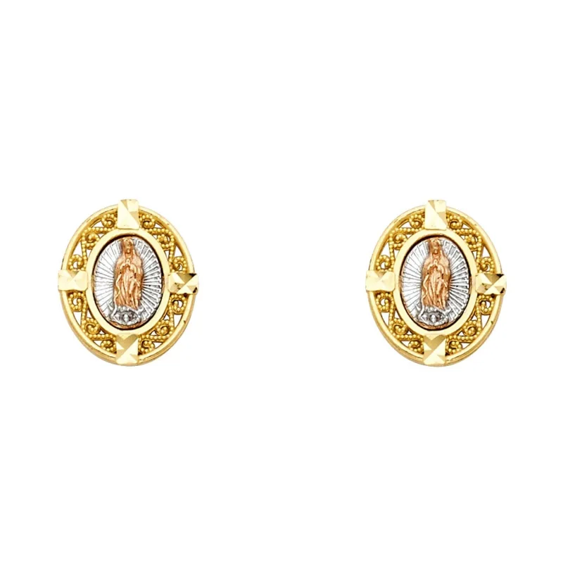 14K 3C GUADALUPE POST EARRING