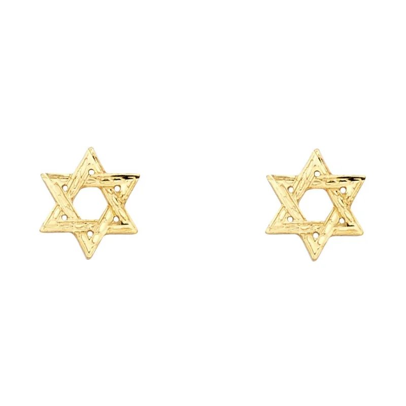 14KY SM JEWISH STAR POST EAR