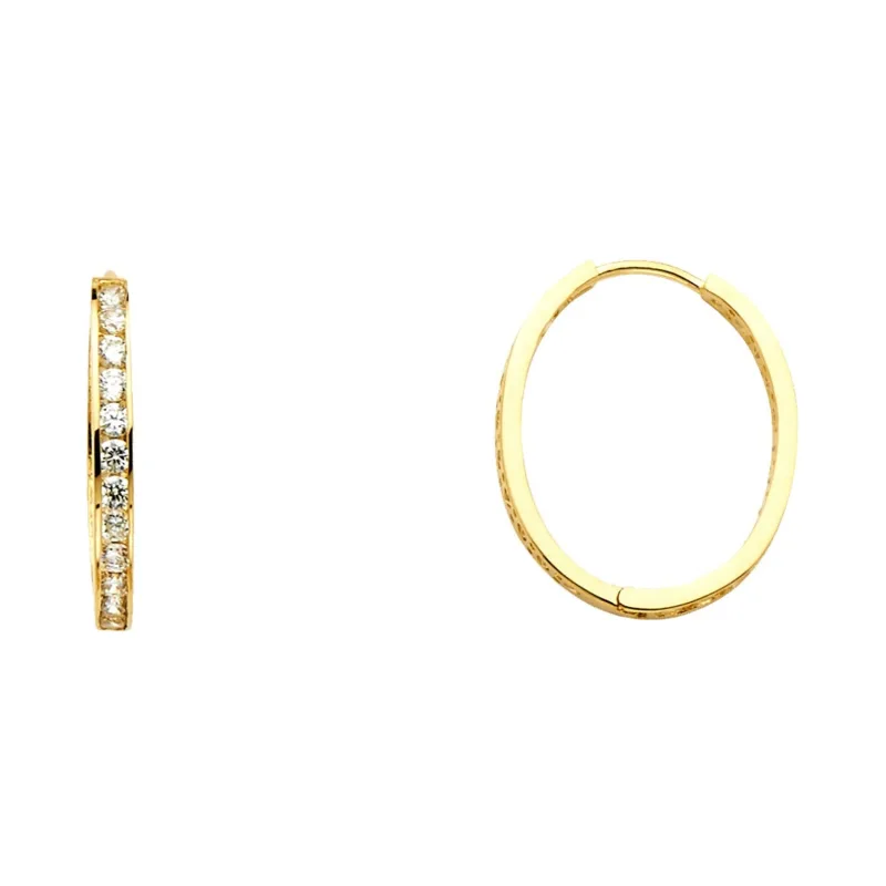 14KY RD CZ CHANNEL OVAL HOOPS