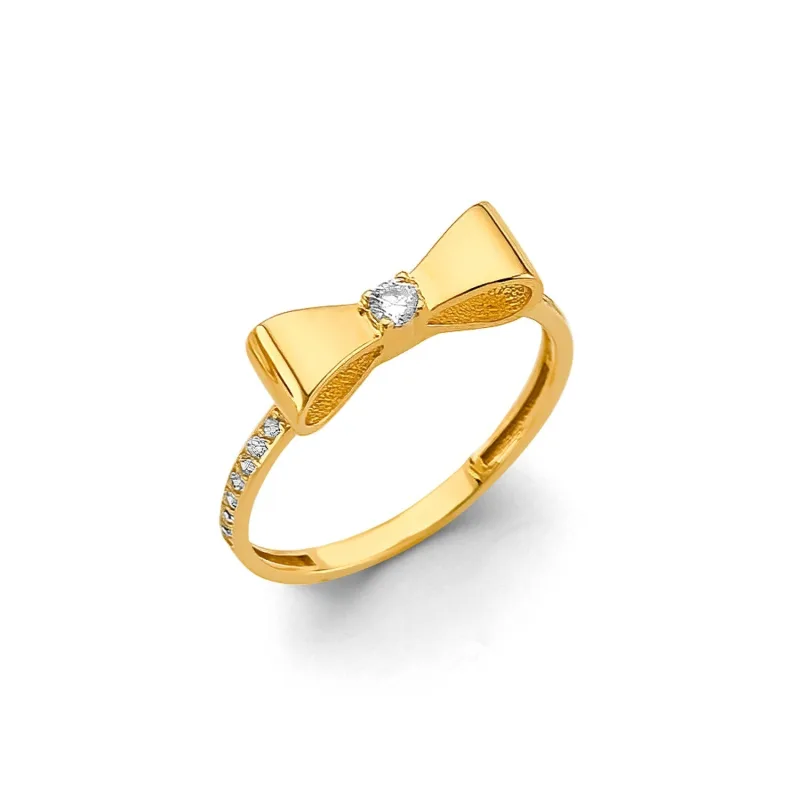 14KY CZ Ribbon Ring