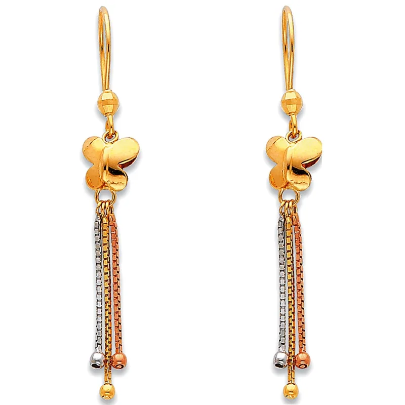 14K 3C HANGING EARRINGS (ER378)