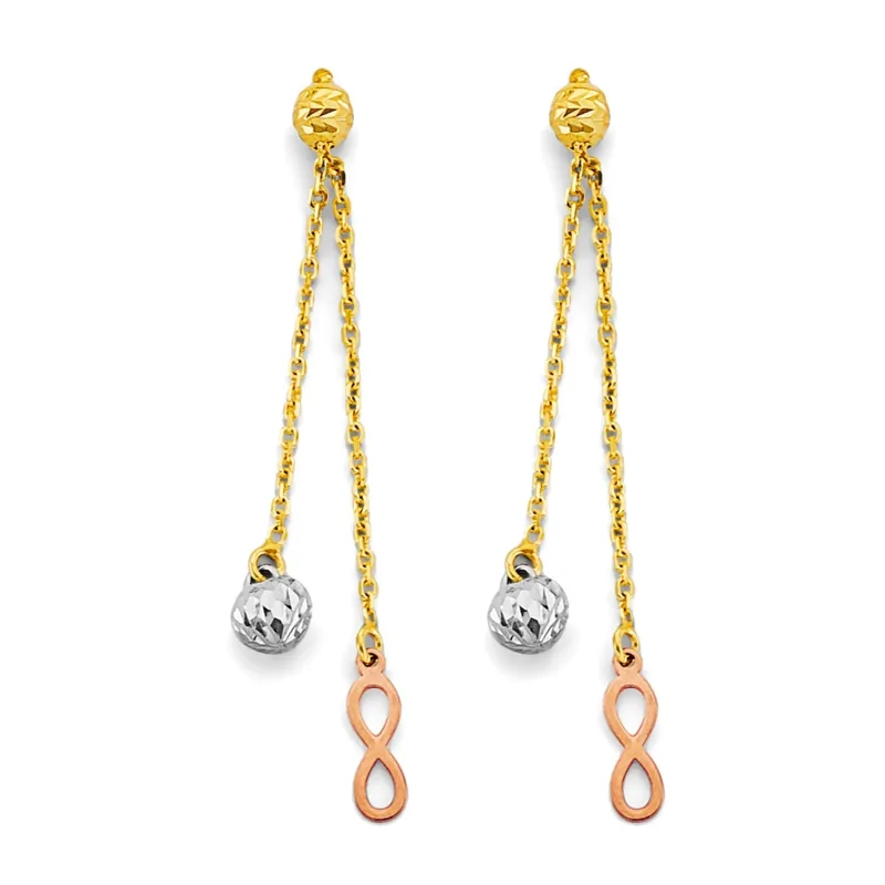 14K 3C Hanging Infinity Earring