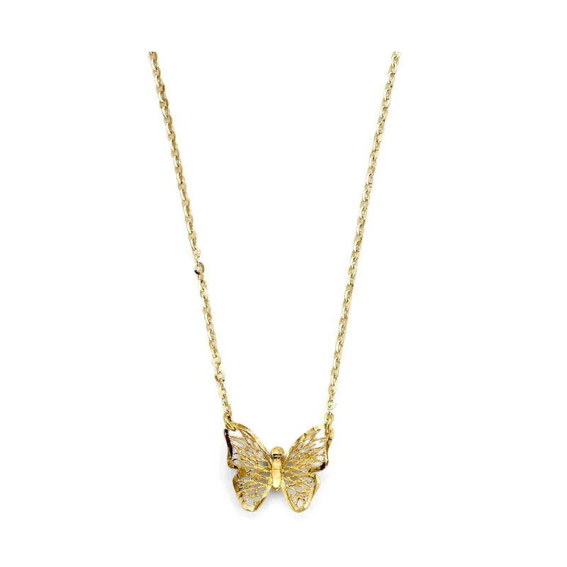14KY Meshed Butterfly Necklace