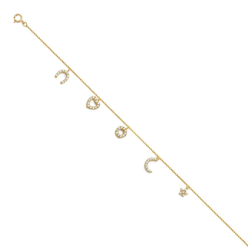 14KY LIGHT CZ CHAIN ANKLET