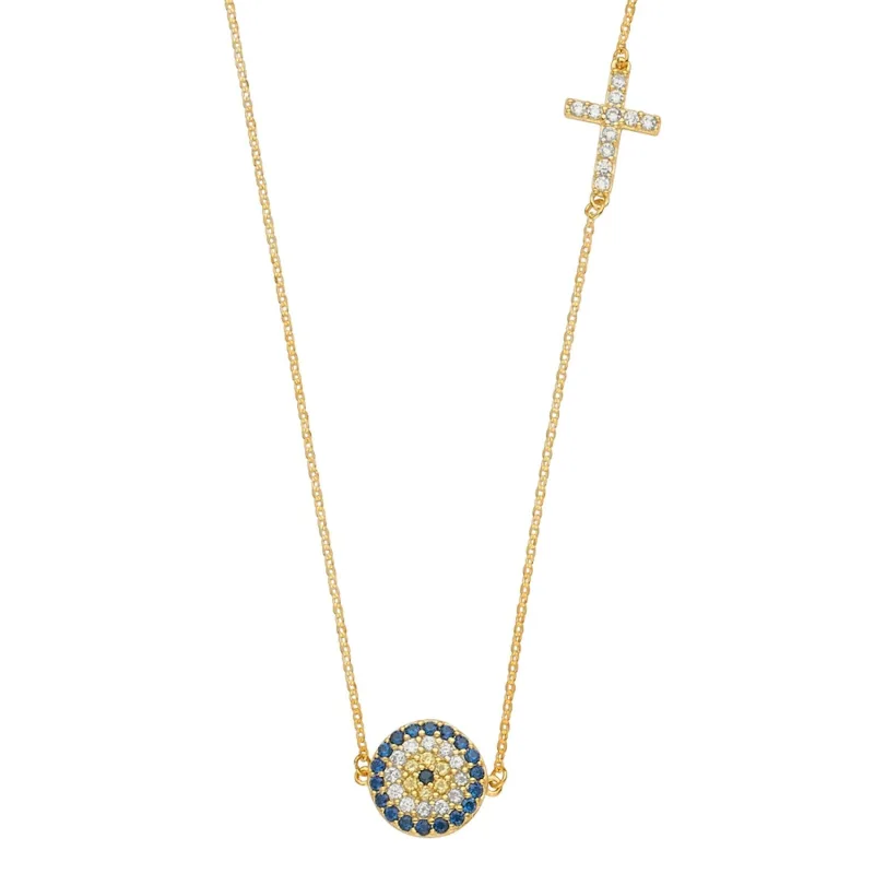 14KY Evil Eye Light Chain Necklace