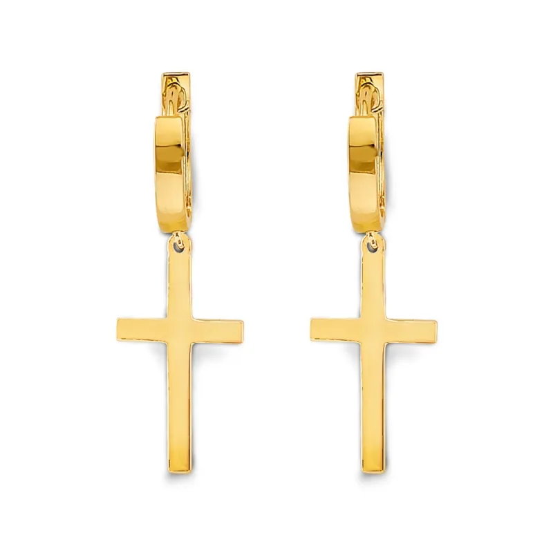 14KY Cross Huggies Earring