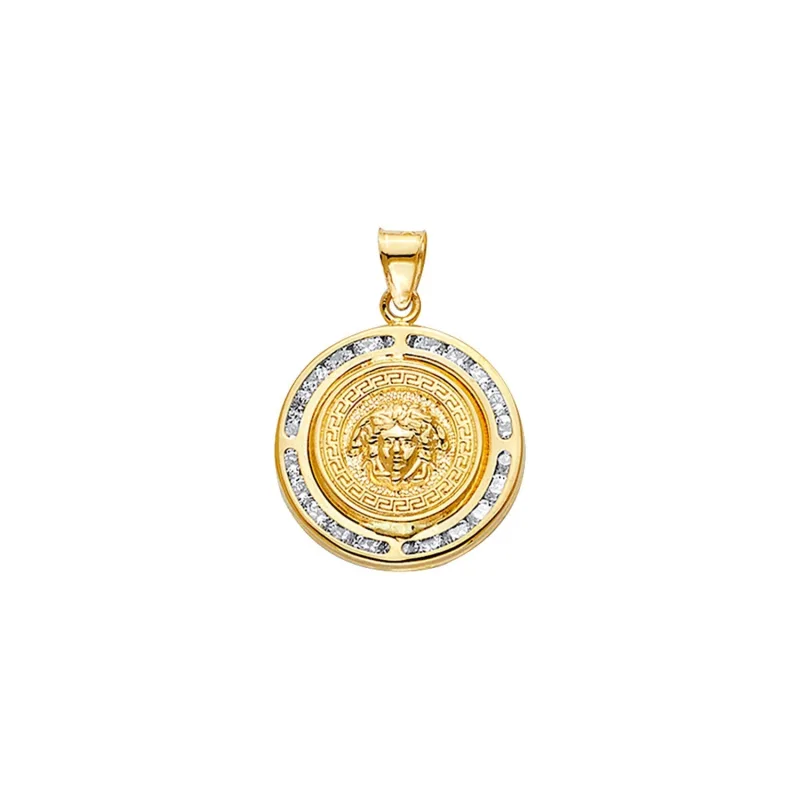 14KY CZ Round Medusa Pendant