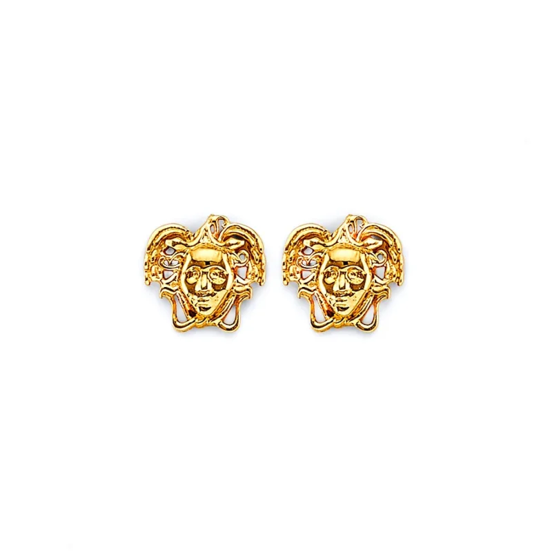14KY CZ Medusa Push Back Earring