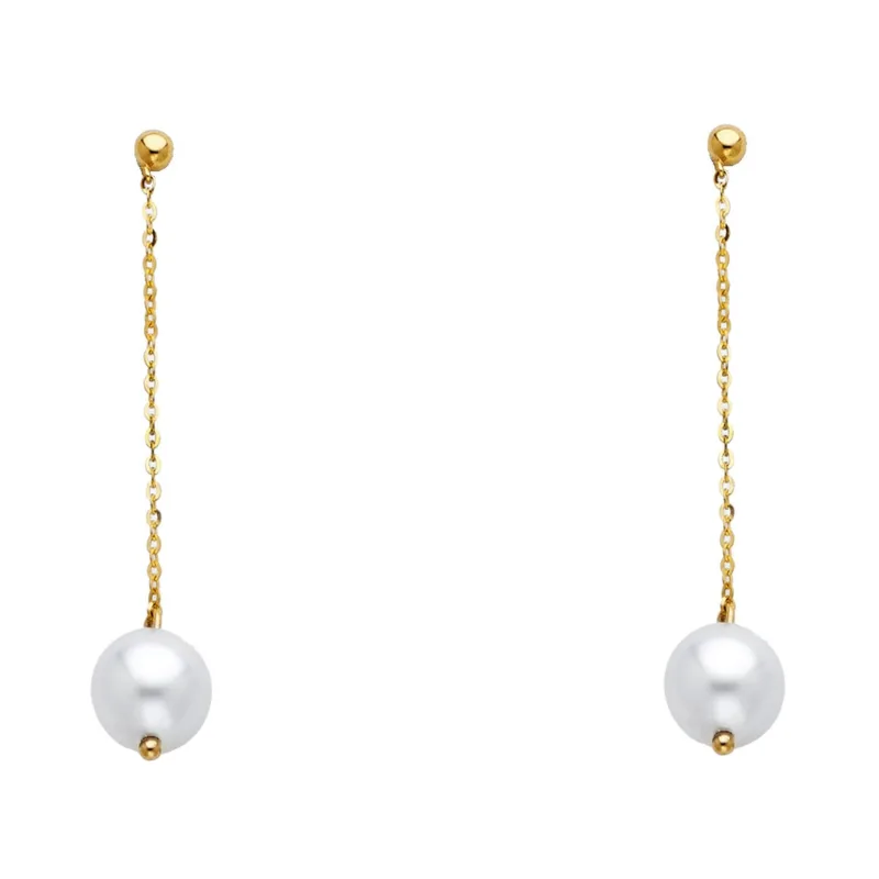 14KY PEARL HANGING EARRING