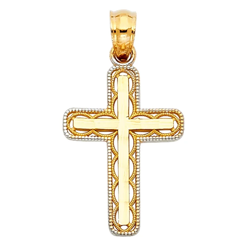 14K 2T DESIGN CROSS PEND (18X25MM)
