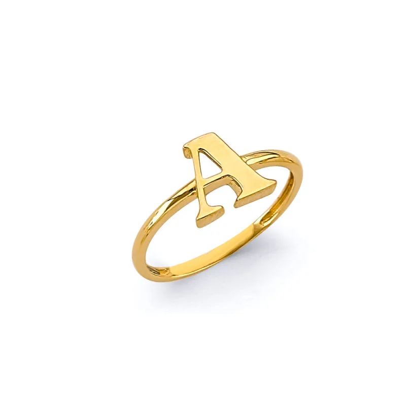 14KY Polish Initial Ring