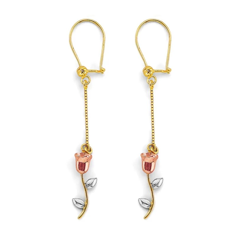 14K 3C Hanging Flower Earring
