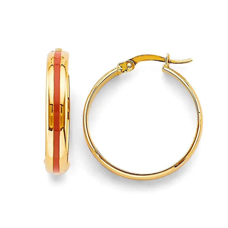 14KY Enamel Round Hoop Earring