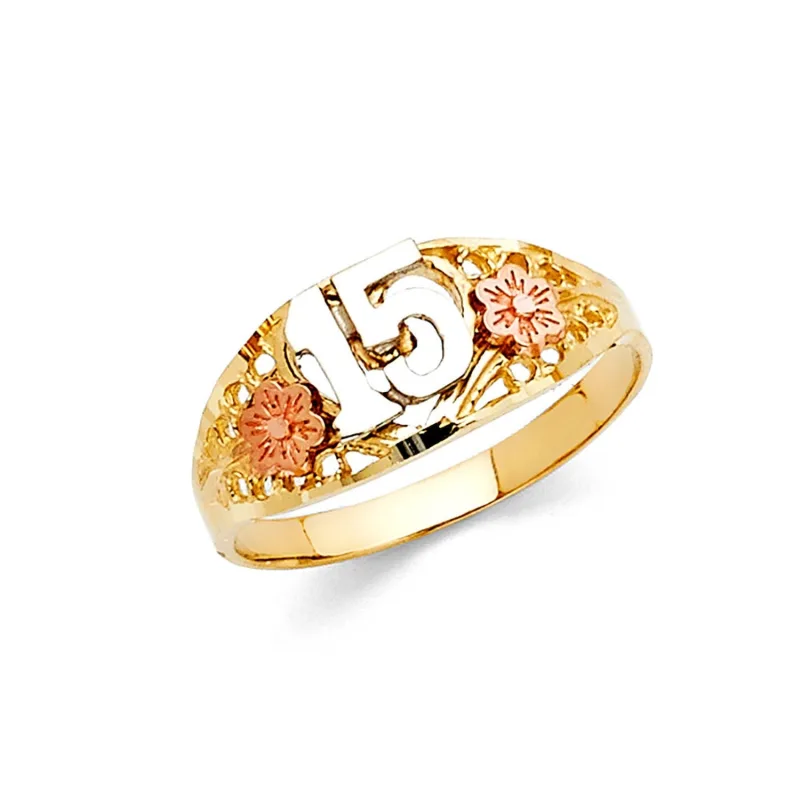 14K 3C 15 YRS RINGS (RG656)