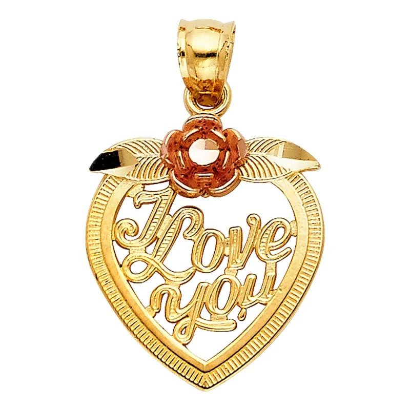 14K 2C HEART PENDANT (PT416)