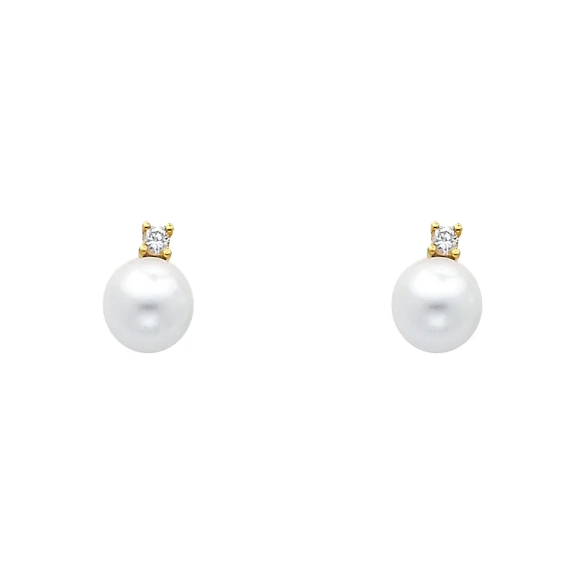 14KY CZ PEARL EARRINGS (ER437)
