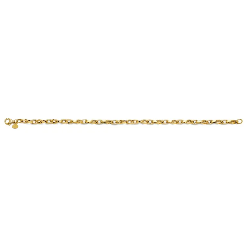 14KY Hollow Flat Tube Oval Rolo Bracelet