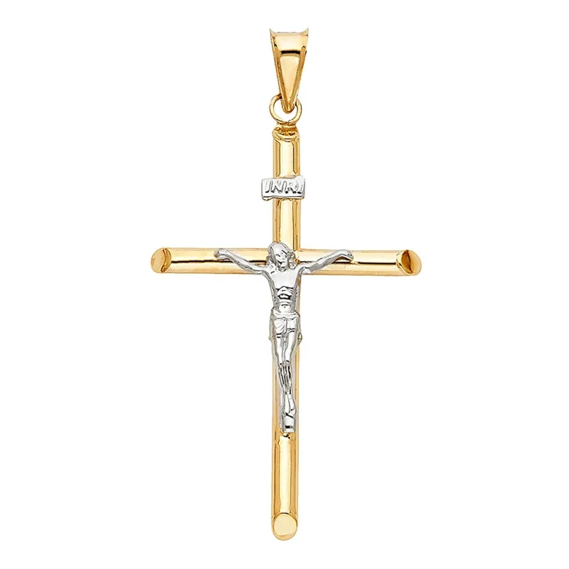 14K 2T HOL RD TUB CRUCIFIX (25X50MM)