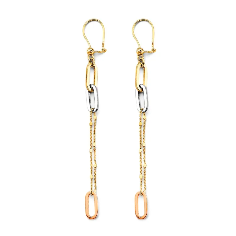 14K 3C Paperclip Chain Earring (w/ leverback)
