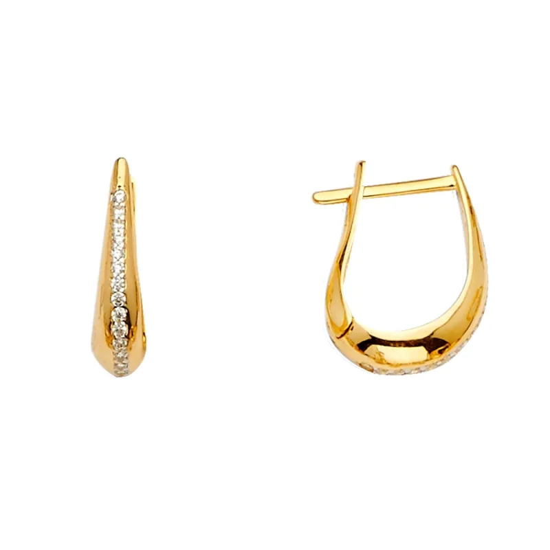 14KY CZ Channel Tear Drop Earring