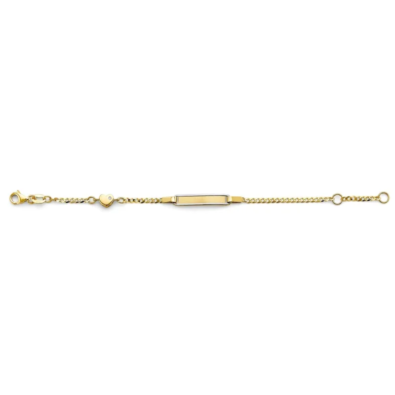 14K 2T CZ Baby ID w/ Heart Bracelet