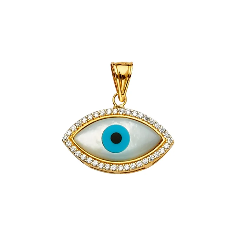 14KY MOP+CZ Evil Eye Pendant