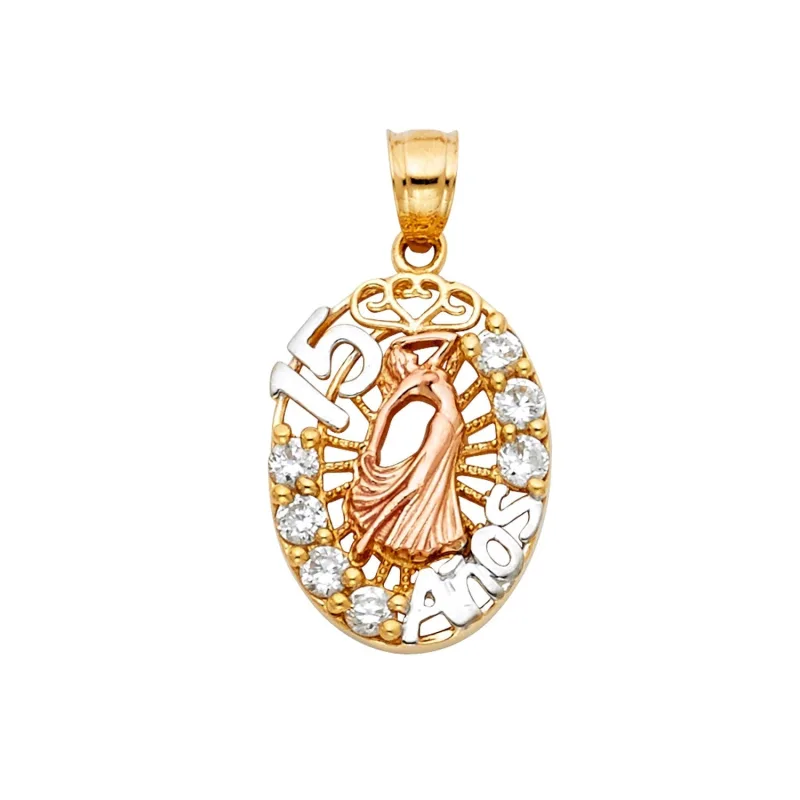 14K 3C CZ 15 YEARS PENDANT