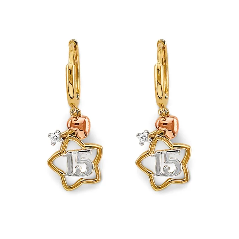 14K 3C Star 15 years Huggies Earring