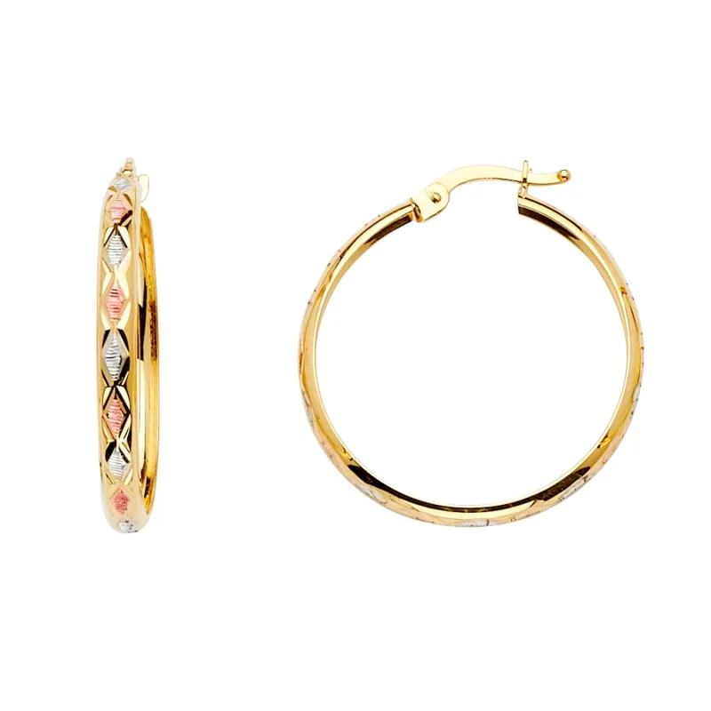 14K 3C D.C. H-Dome Hoop Earring